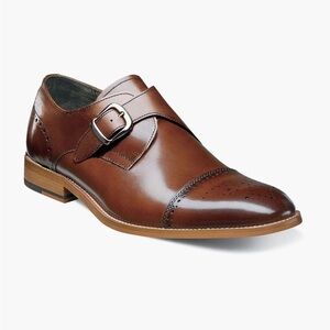Stacy Adams Men's Duncan Cap-Toe Single Monk Strap Oxford Shoes Cognac 11 brown